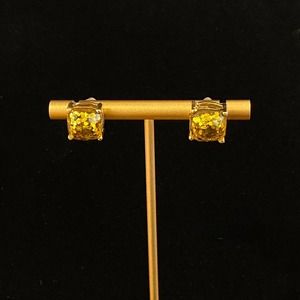 Yellow Glitter Stud Earrings NEW